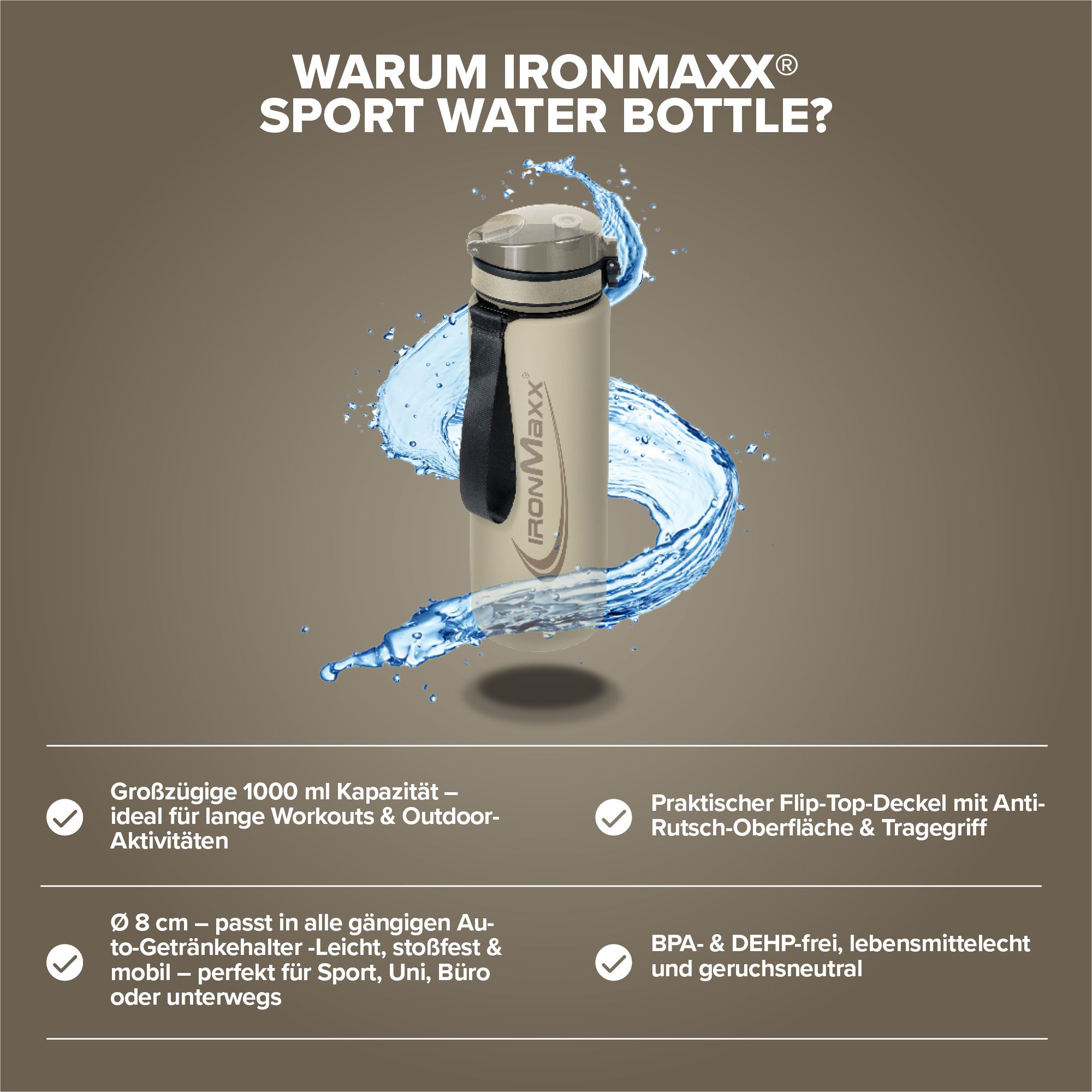 IronMaxx Sport Water Bottle (1000ml)