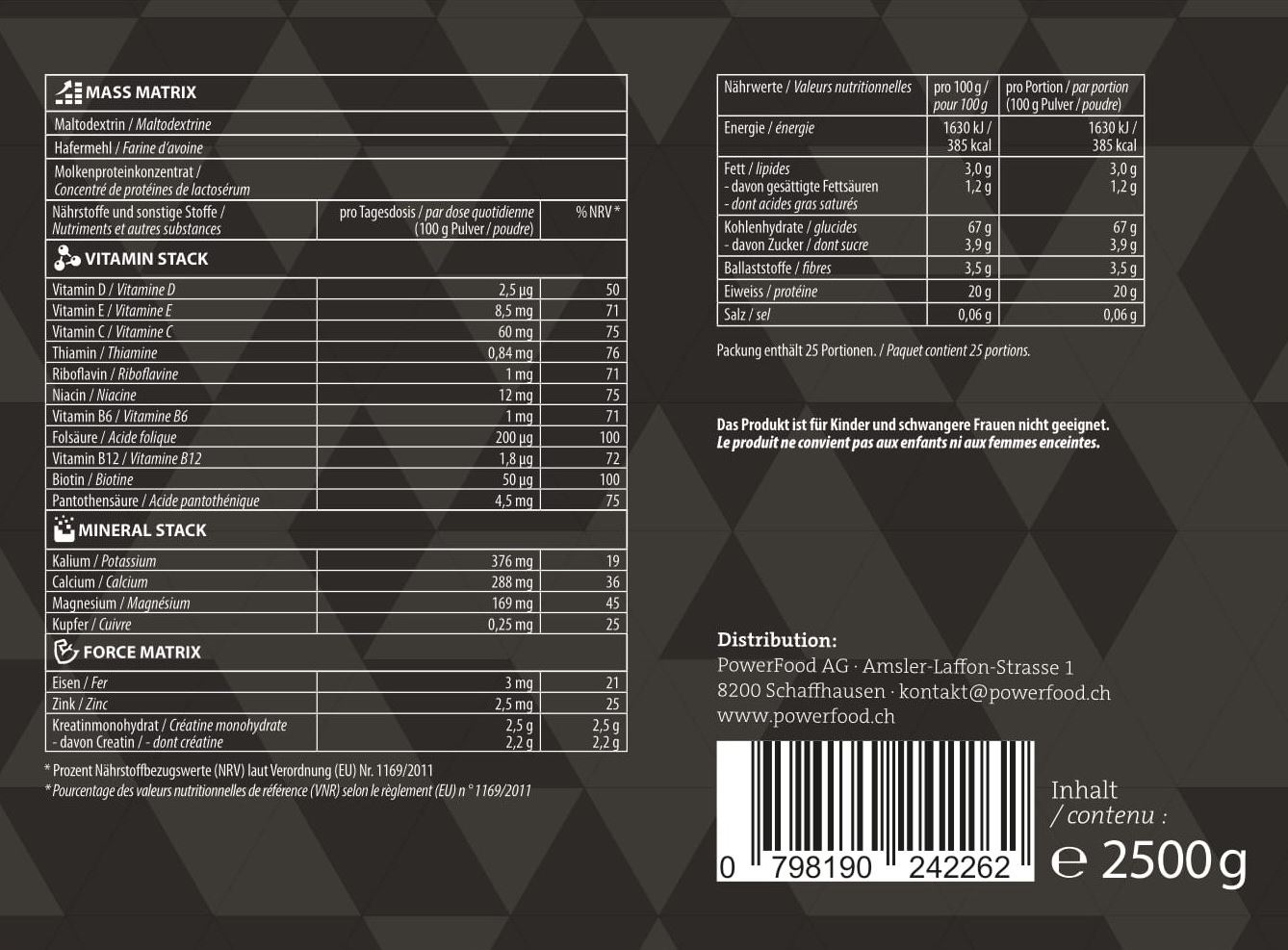 PowerFood Mass Builder (2500G Dose)