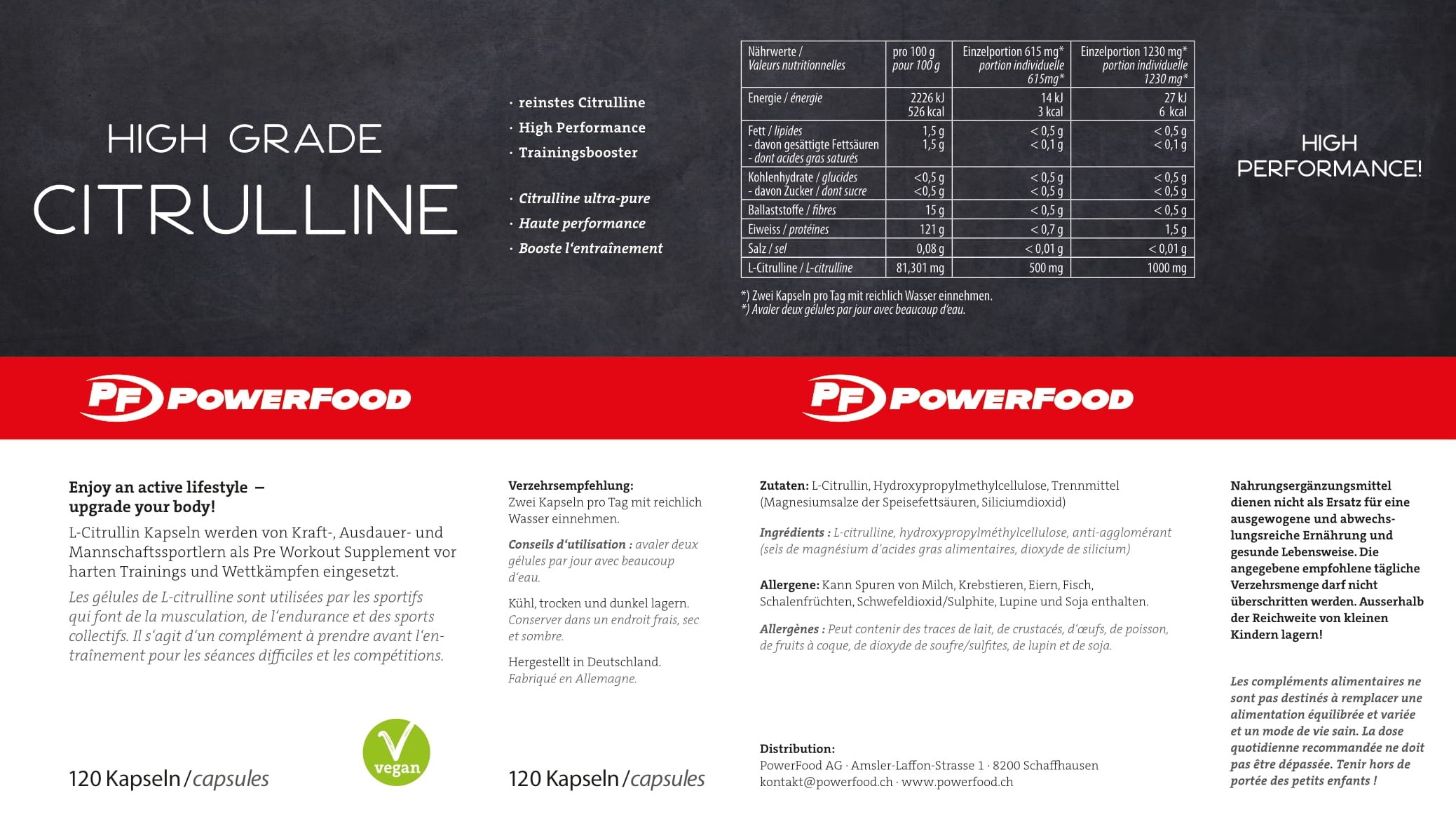 PowerFood High Grade Citrulline (120 Caps)