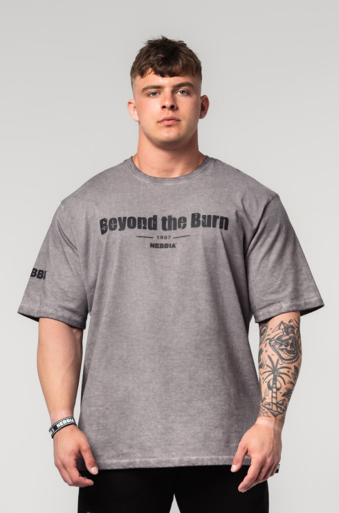 Nebbia Washed-off Heavyweight oversized T-Shirt Grind 370 - light grey