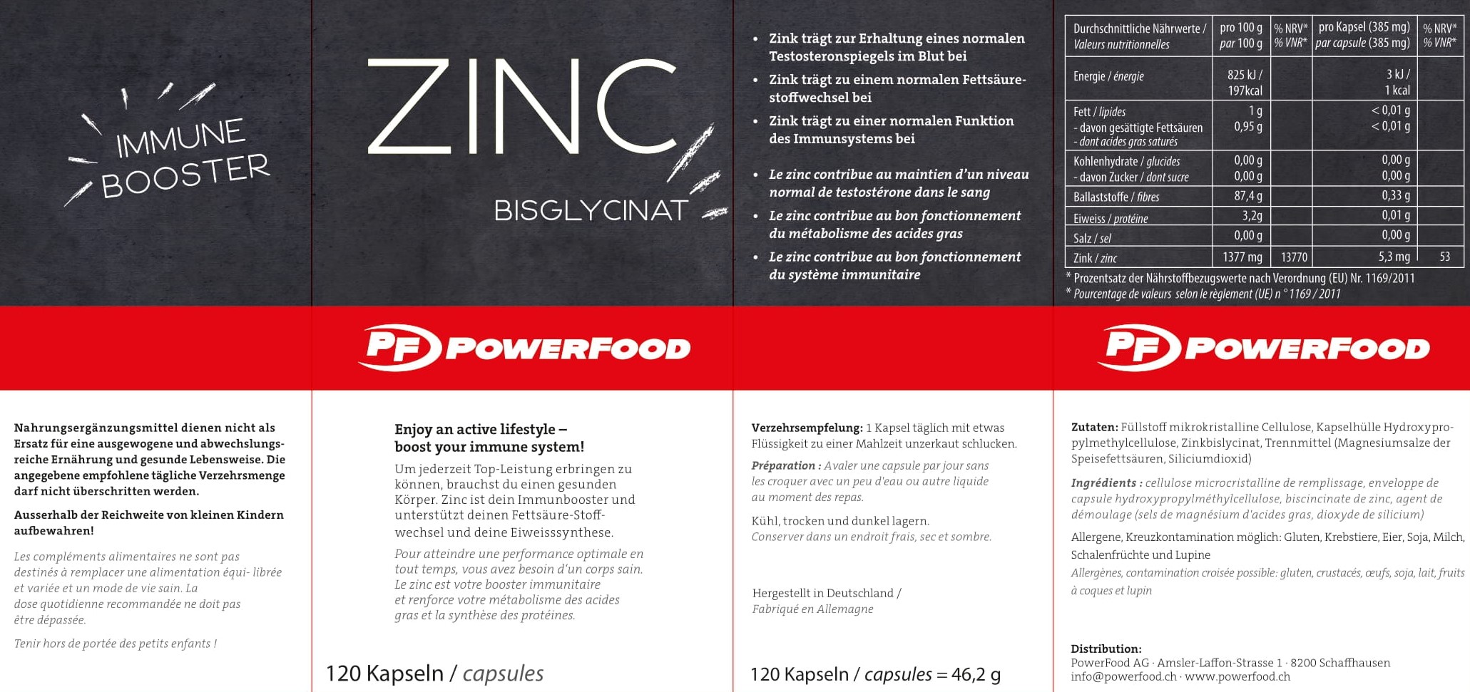 PowerFood Zinc Bisglycinat (120 Caps)