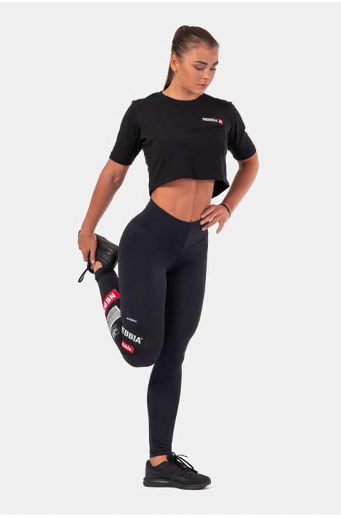 Nebbia Minimalist Logo Crop Top 600 Black