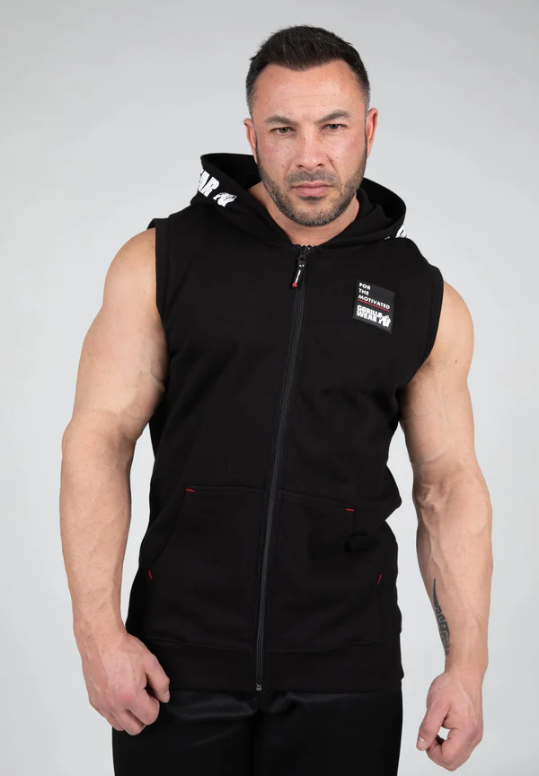 Gorilla Wear Milwaukee Zip Hooded Tank Top - Schwarz