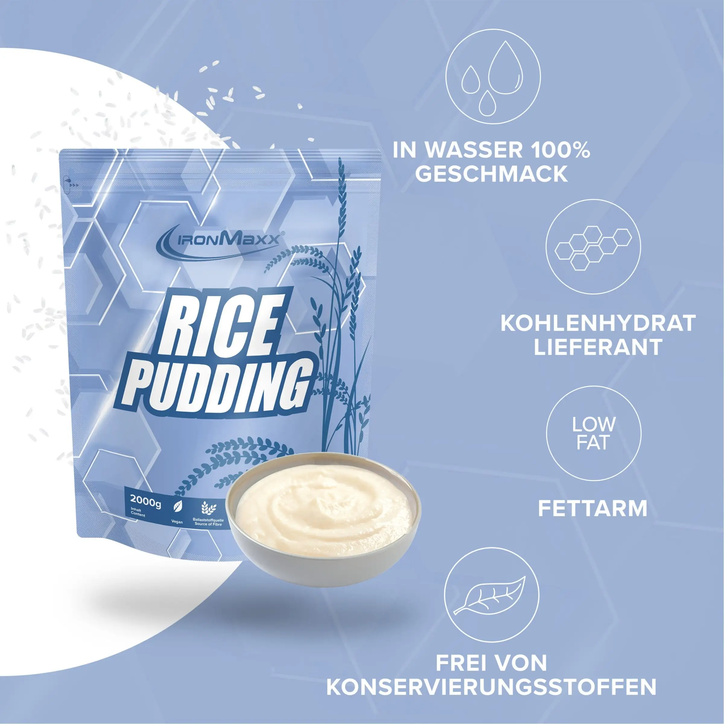 IronMaxx Instant Rice Pudding (2000g Beutel)