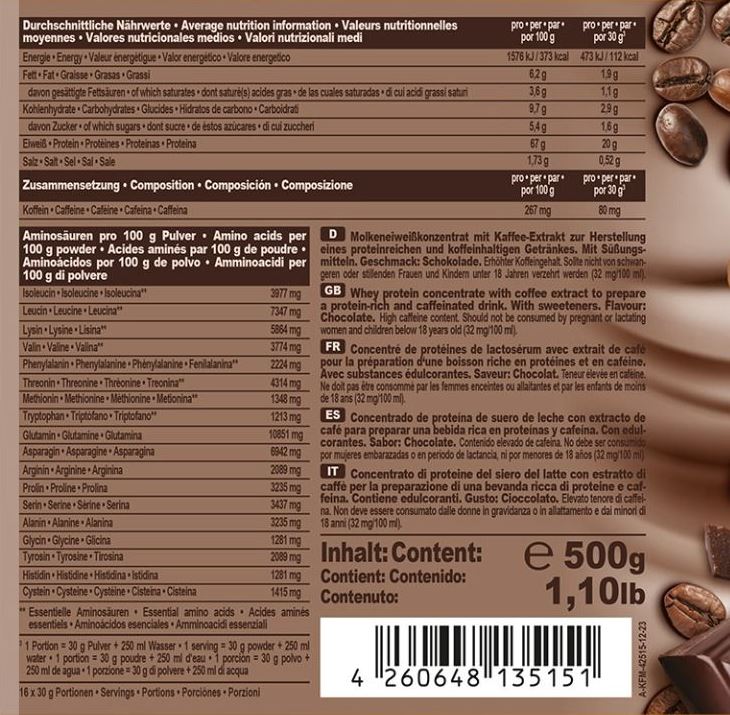 IronMaxx Proteccino Instant Protein - Coffee Drink (500G Dose)