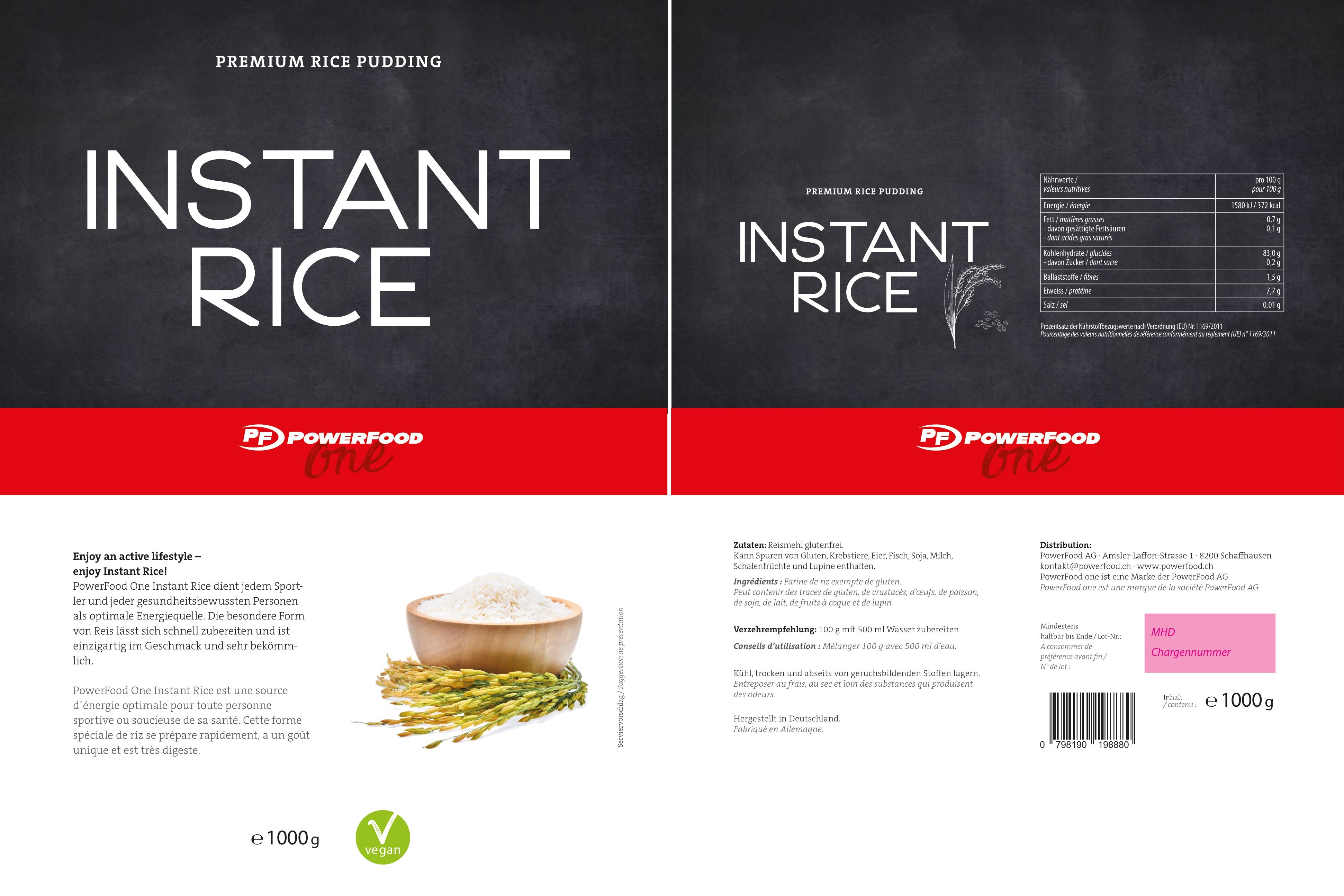 Powerfood One Instant Rice Pudding (1000G Beutel)