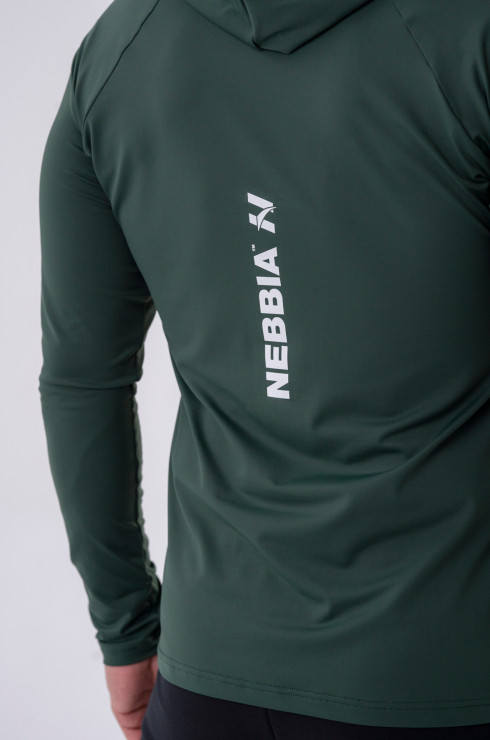 Nebbia Long-sleeve T-shirt with a hoodie 330 dark green