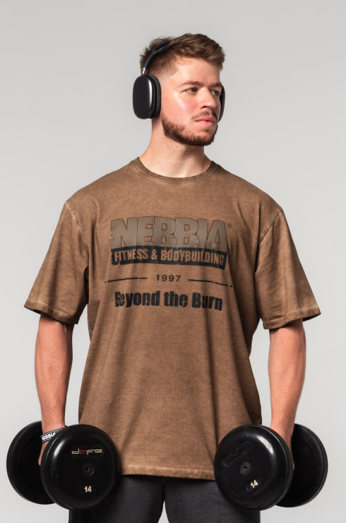 Nebbia Washed-off oversized T-Shirt Heritage 355 - light brown