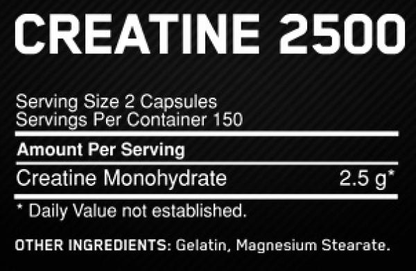 Optimum Nutrition Creatine 2500 (200 Caps à 1250mg)