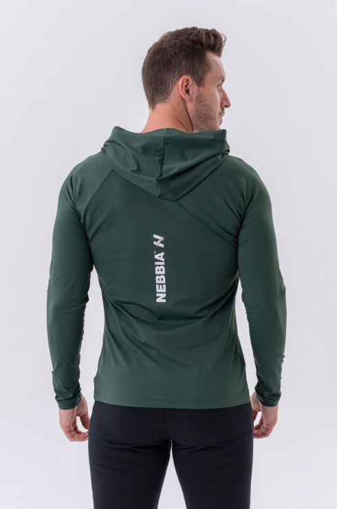 Nebbia Long-sleeve T-shirt with a hoodie 330 dark green