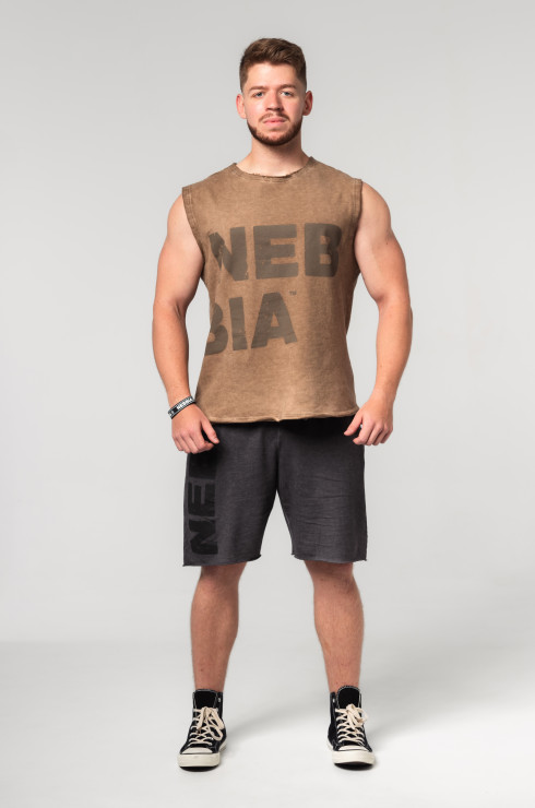 Nebbia Washed-off Ärmelloser Hoodie Beastin 361 - light brown