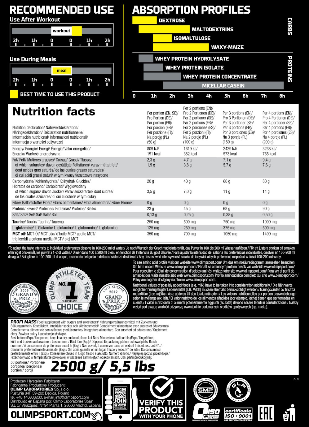 Olimp Profi Mass (1000g Beutel)
