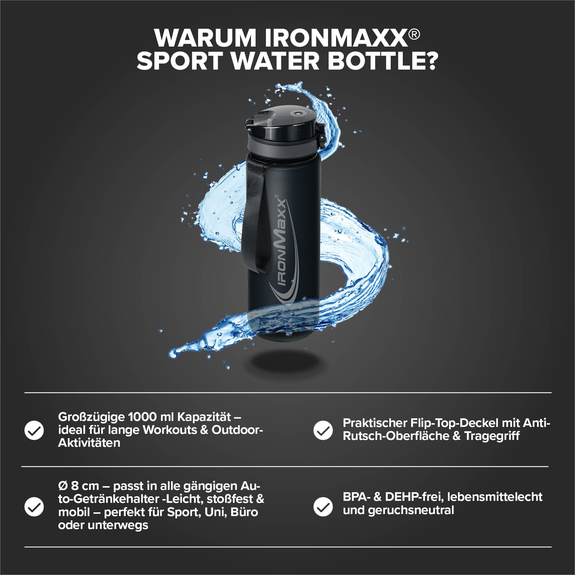 IronMaxx Sport Water Bottle (1000ml)