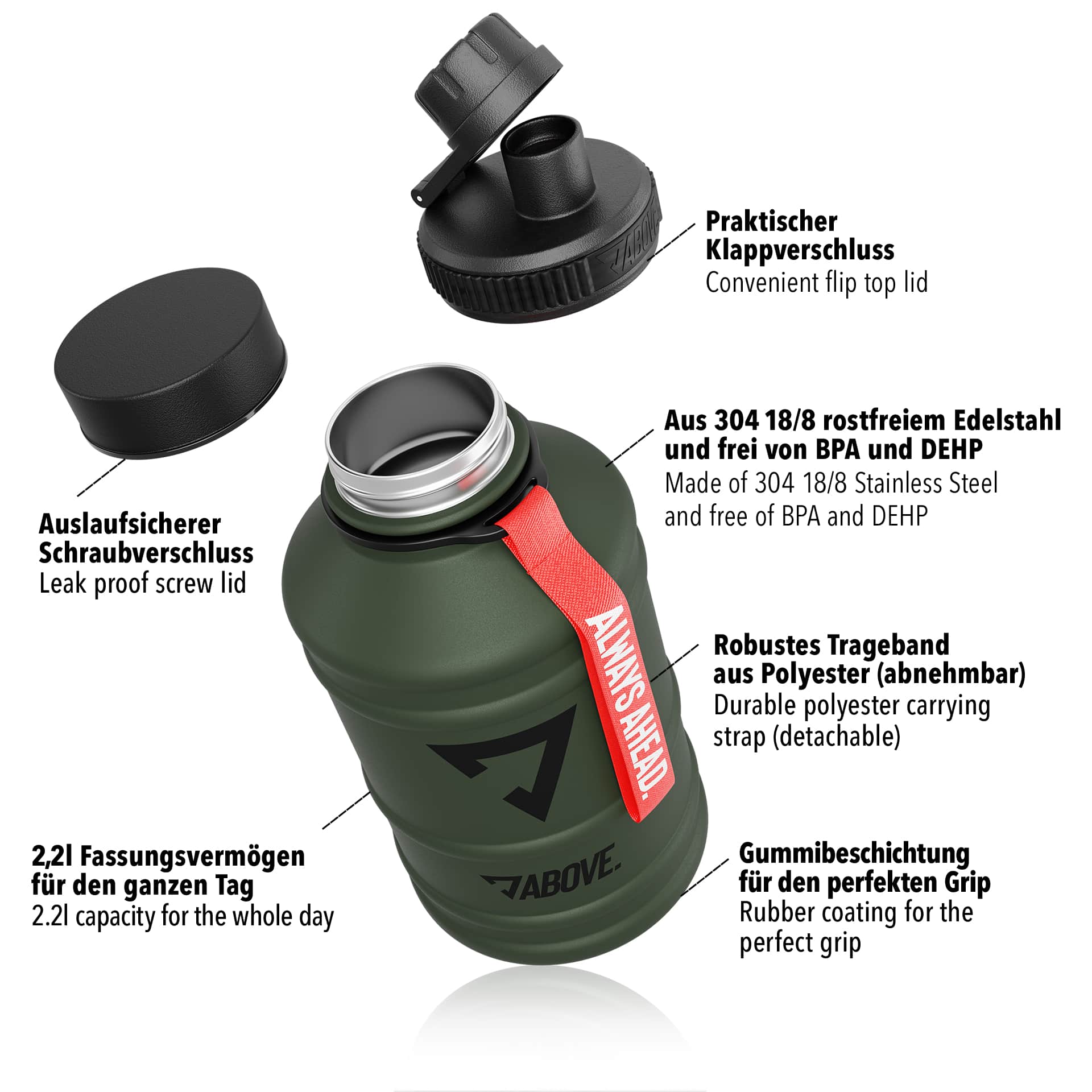 ABOVE. Edelstahl Trinkflasche (2200ml)
