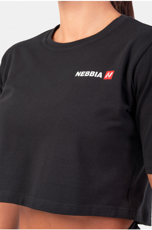 Nebbia Minimalist Logo Crop Top 600 Black